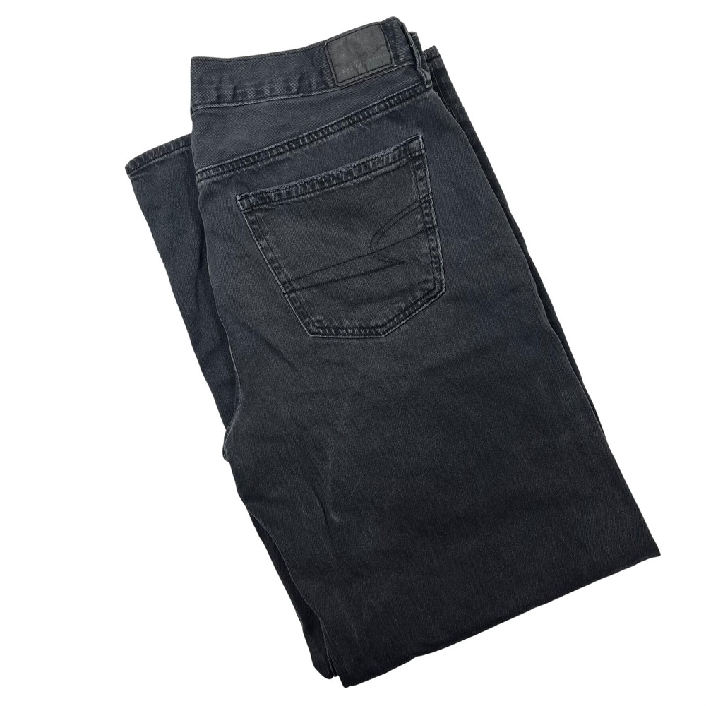 American Eagle Low Rise Skater Jeans Women 10 (Fits 32x30) Black Wide Leg Baggy